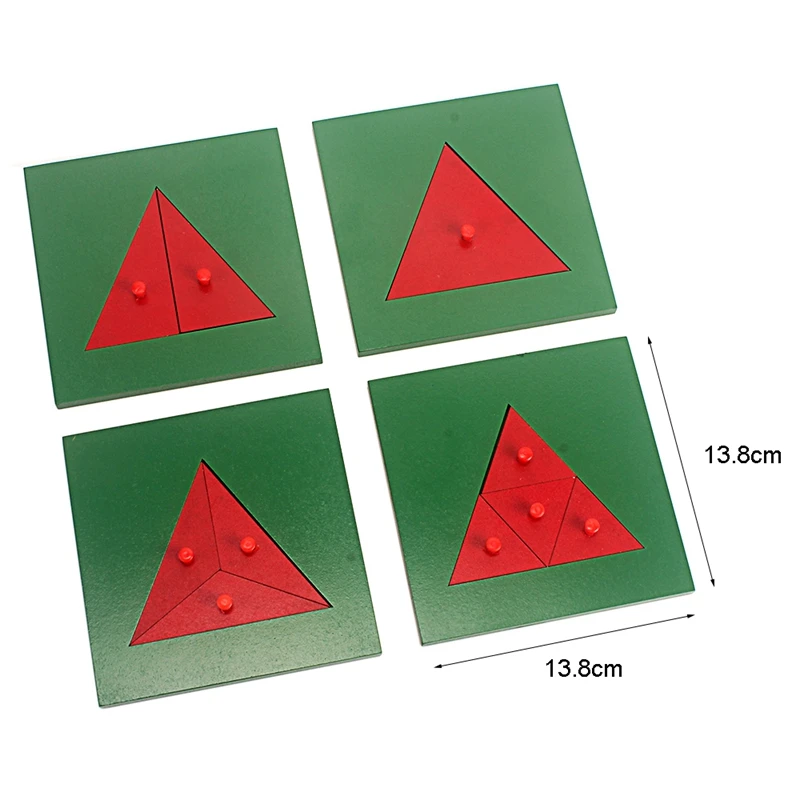 Montsori-matemáticas para niños, Círculo de fracción de descompone, triángulo cuadrado, madera maciza, materiales, juguetes para aprender