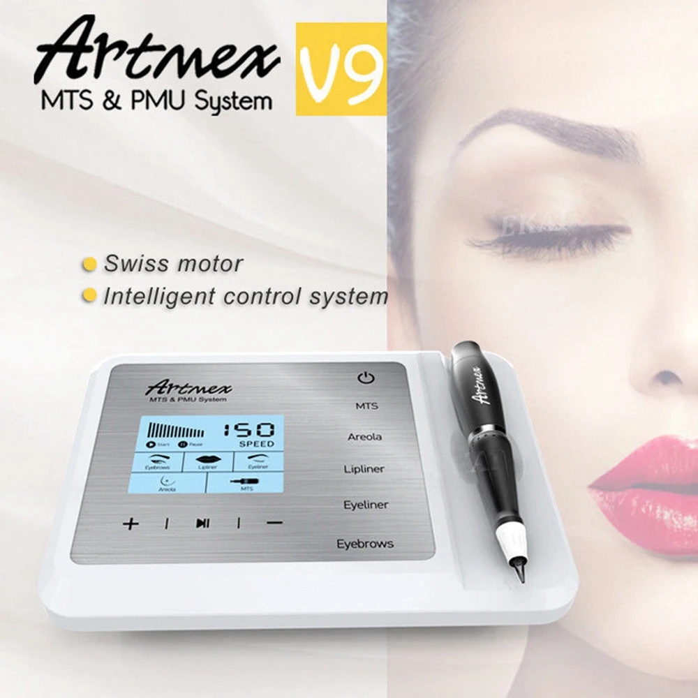 Newest Permanent Makeup Tattoo Machine Artmex V9 Eye Brow Lip Rotary Pen MTS PMU System With V9 Tattoo Needle