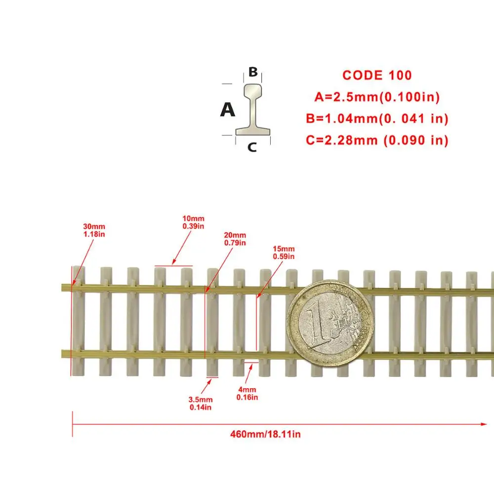 5 piezas modelo de ferrocarril HO a escala 1/87, carril Flexible de 46cm con accesorios de carpintería, HP27HO