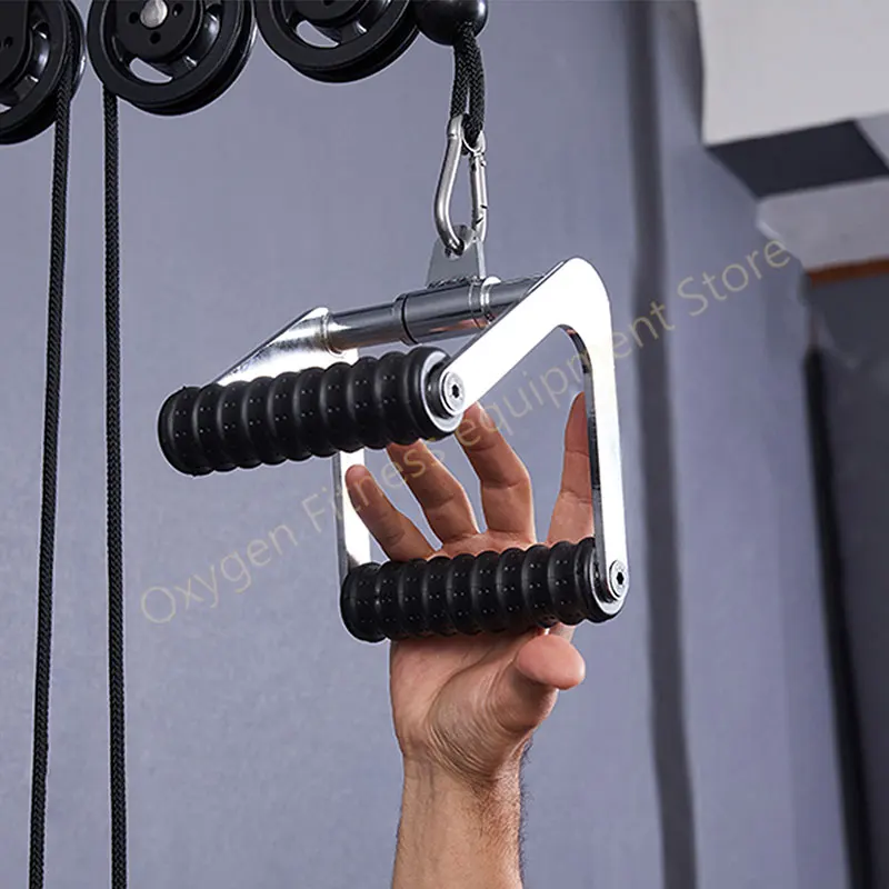Home Gym Fitness V-grips For Lat Pulldown 360° Rotation Rowing Handles Non-slip V Shaped Bars Pulley Cable Machine Accessories