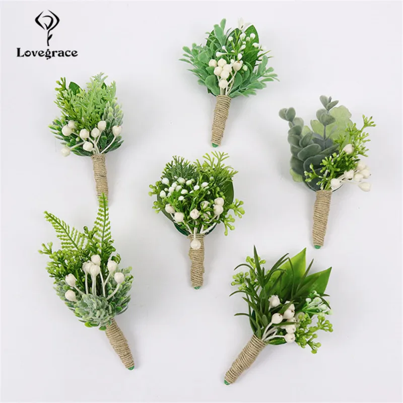 Xanh Giả Vật Có Hoa Nam Boutonniere Cưới Xòe Cổ Tay Áo Khoác Nữ Họa Tiết Vòng Tay Phù Dâu Hoa Cưới Thổ Cẩm Chú Rể Boutonniere Pin