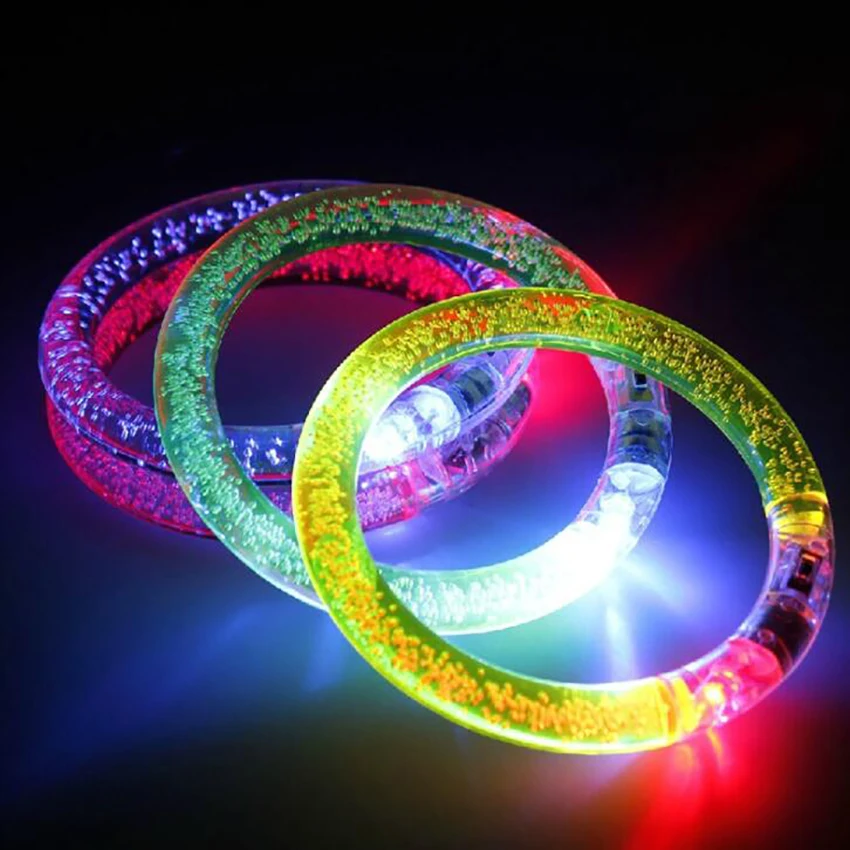 1PC Flash Dance Bracelets Wristbands LED Flashing Wrist Glow Bangle In The Dark Carnival Birthday Gift Neon Party Supplies