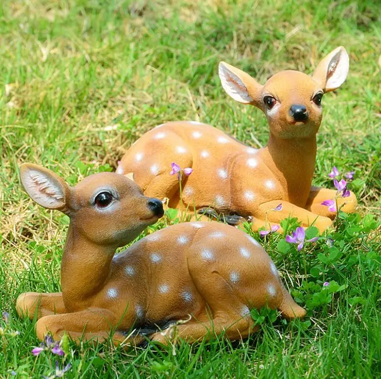 

Pastoral Simulation Animal Resin Sika Deer Accessories Garden Outdoor Lawn Sculpture Crafts Park Courtyard Figurines Decoration