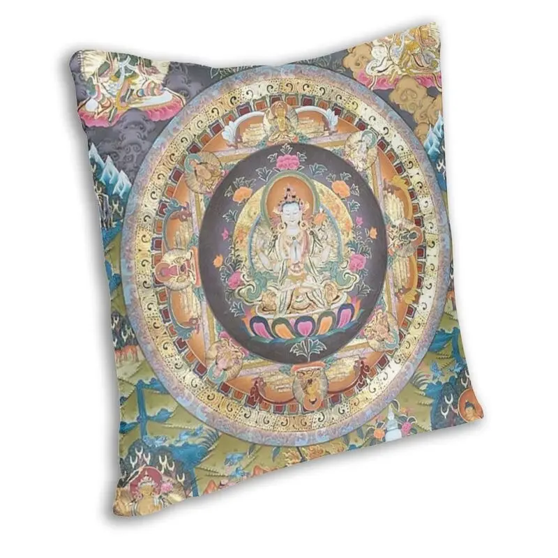 Buddha Buddhist Thangka Art Cushion Cover Sofa Living Room Mystical Buddhism Meditation Square Pillow Cover 40x40cm