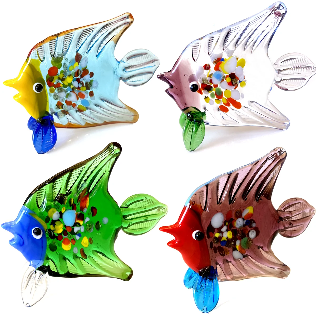 New Home Decor 4 Color Vivid Crystal Glass Tropical Fish Animal Figurines Hand Blown Glass Craft Modern Sculpture CHristmas Gift