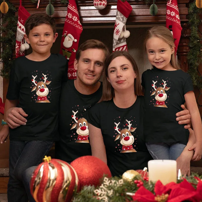 Christmas Holidays Family Shirts Christmas Cute Lovely Tee Shirts Family Holidays Tops Tee Baby Bodysuit Christmas Party Wear