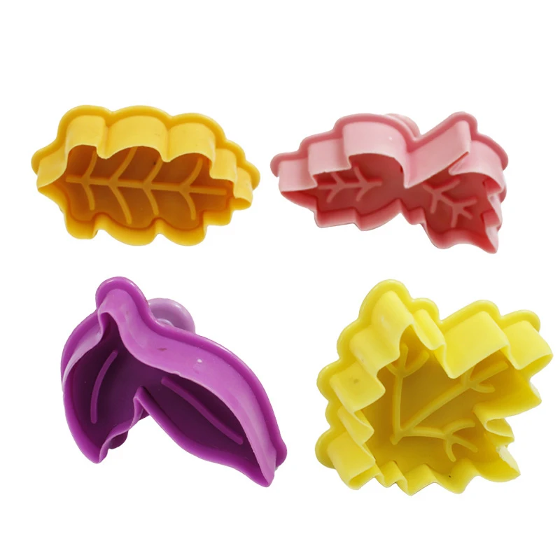 4 Leaf Cookie Cutter Plastic Biscuit Knife Baking Fruit Cake Kitchen Tools Mold Embossing Printing