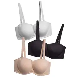 YBCG 3 Colors Women Bra Plus Size Fashion Solid Padded Big Cup Gather Underwear Convertible Strapless Brassiere