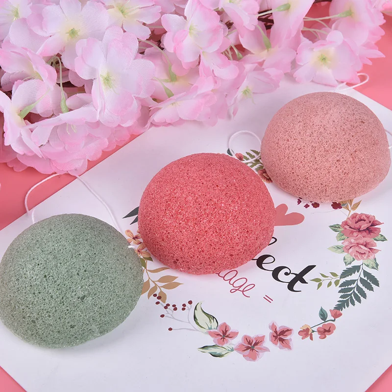 NATURAL Konjac Konnyaku Puff Exfoliator ทำความสะอาด Konjac ฟองน้ำล้างหน้าทำความสะอาดฟองน้ำ Espinha Maquiagem แต่งหน้าฟองน้ำ Konjac