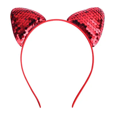 New children\'s cross-border cartoon sweet headband clamshell fish scale sequin cat ear jewelry headband