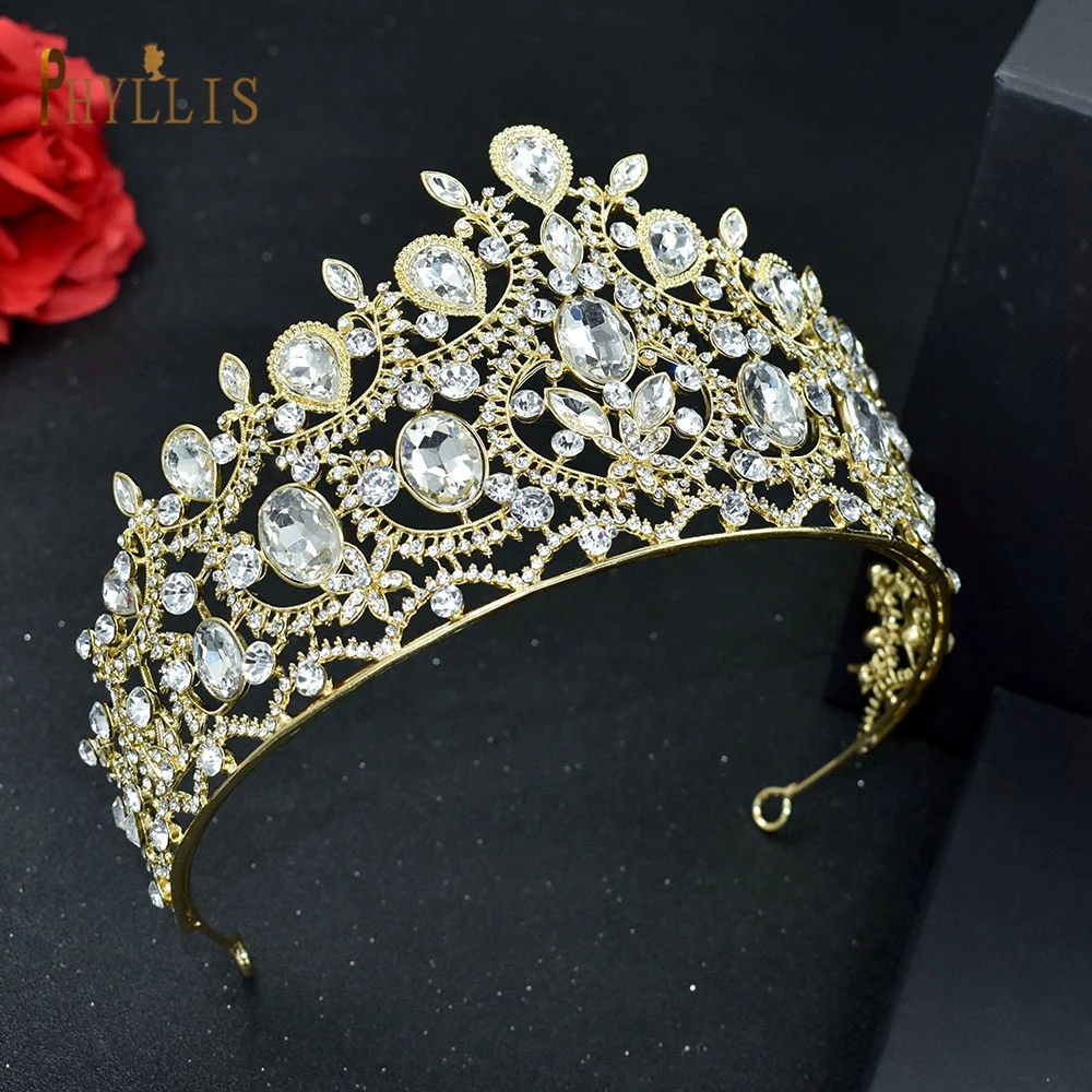 A44 Zircon Bride Headdress Queen Diadem Rhinestone Headband Bridal Hair Jewelry Women Tiaras Headpieces Pageant Crown Headwear