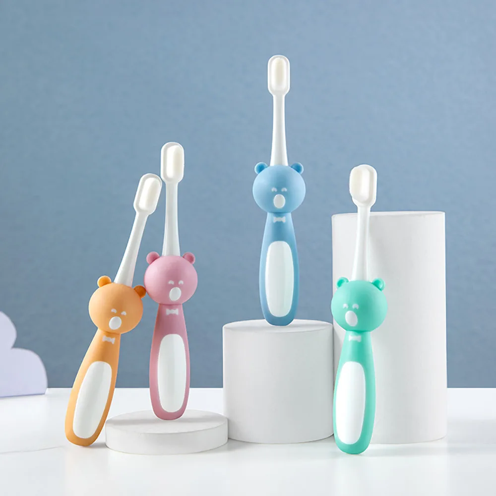 

Color Lovely Toothbrush Cartoon Modeling of Children's Teethbrushes Soft Bristles Cartoon Handle Scrape Tongue Coating Bear