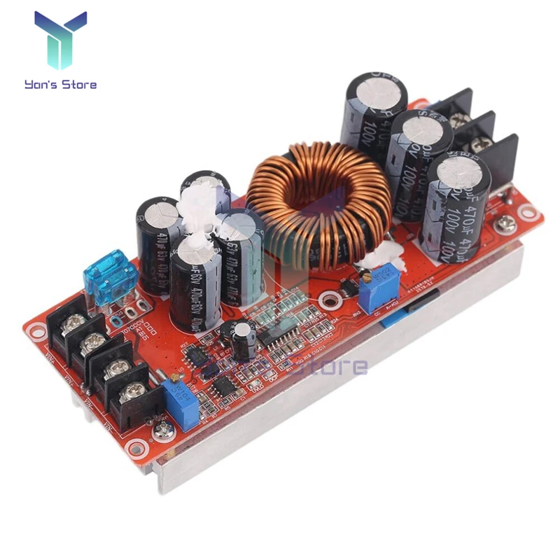 DC-DC 1500W 30A Voltage Step Up Boost Converter CC CV Power Supply Module Step Up Constant Current Module 10-60V to 12-97V Fan