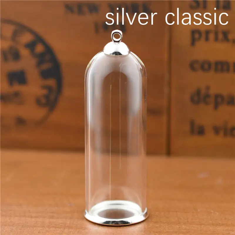 5set 50*18mm hollow glass tube with setting base beads cap set no filler glass bottle glass vail pendant fashion DIY accessory
