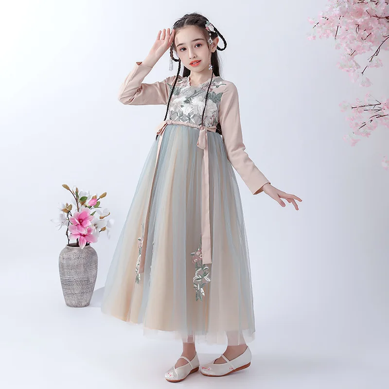 الفتيات Hanfu شيونغسام تشي باو الفتيات فستان أنيق السنة الجديدة الأميرة الأطفال فستان حفلة ثوب زفاف فساتين الاطفال Vestido ارتداء