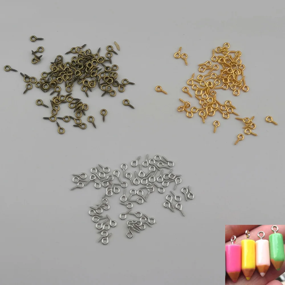 

500PCS 8mm 10mm Metal Screw Eye Pins Plain Nail Hooks for Hang Accessories Charms DIY Jewelry Ornaments