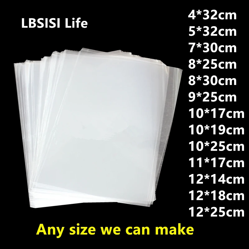 

LBSISI Life 200pcs Long Clear Plastic Bag Top Open OPP Bags Transparent Lollipop Bakery Candy Cookie Gift Packaging