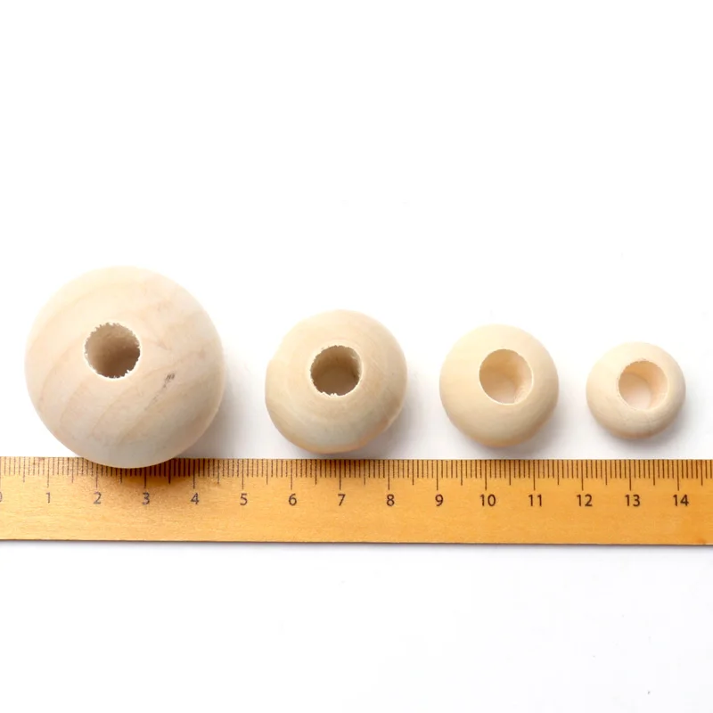 8-50MM Wooden Beads Natural Round for Jewelry Making DIY Bracelet Bead Accessories Loose Ball Beads Big Hole Supply