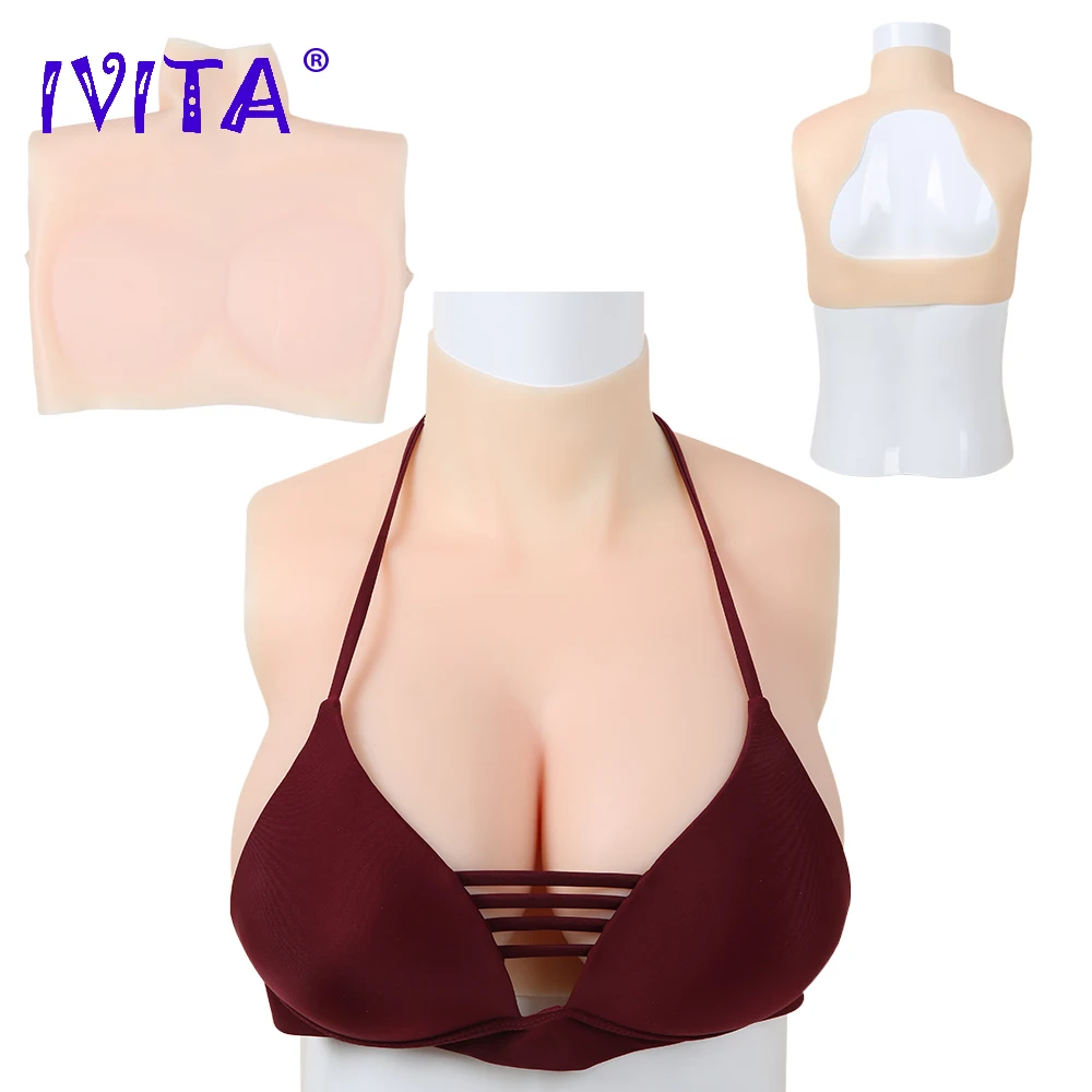 IVITA Artificial Silicone Breast Form Fake Boobs False Breast for Crossdresser Transgender Shemale Drag-Queen Enhancer Cosplay