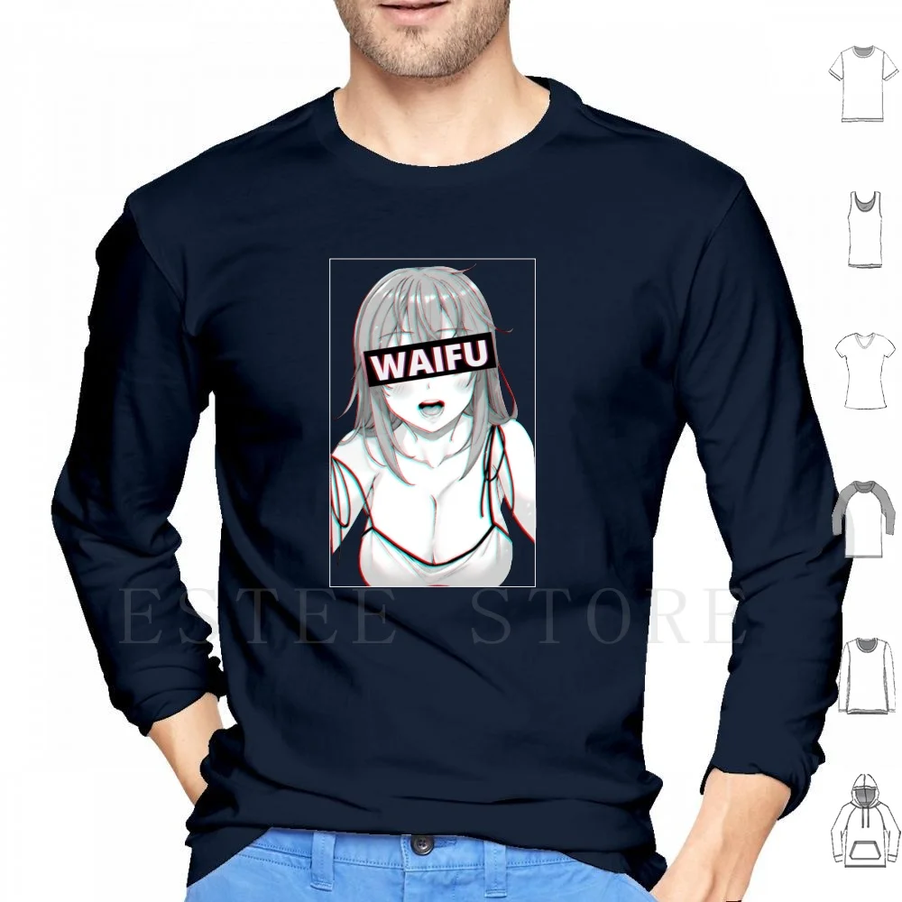 Waifu-Anime Girl Hoodies Long Sleeve Anime Manga Kawaii Sexy Anime Girl Anime Girls Weeaboo Senpai Ecchi Hentai