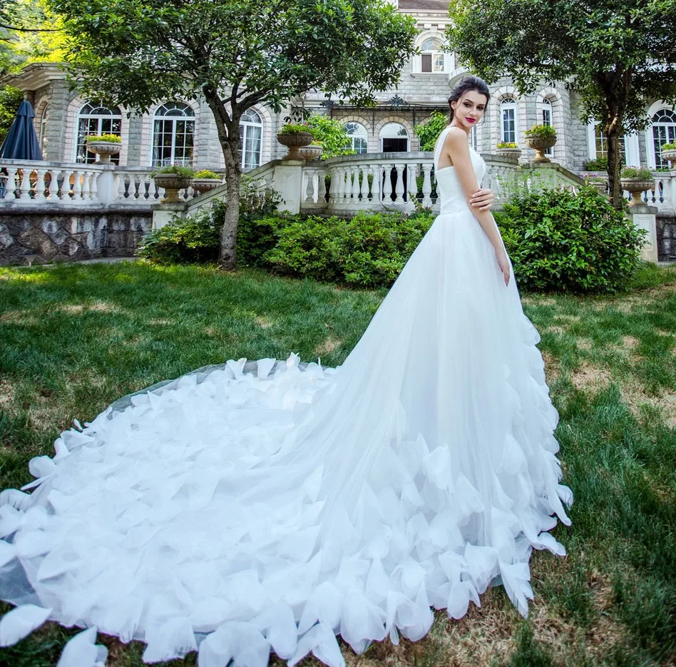 Vestido De novia De princesa De lujo con diseño De nubes y flores en 3D, traje De novia De talla grande, 2023