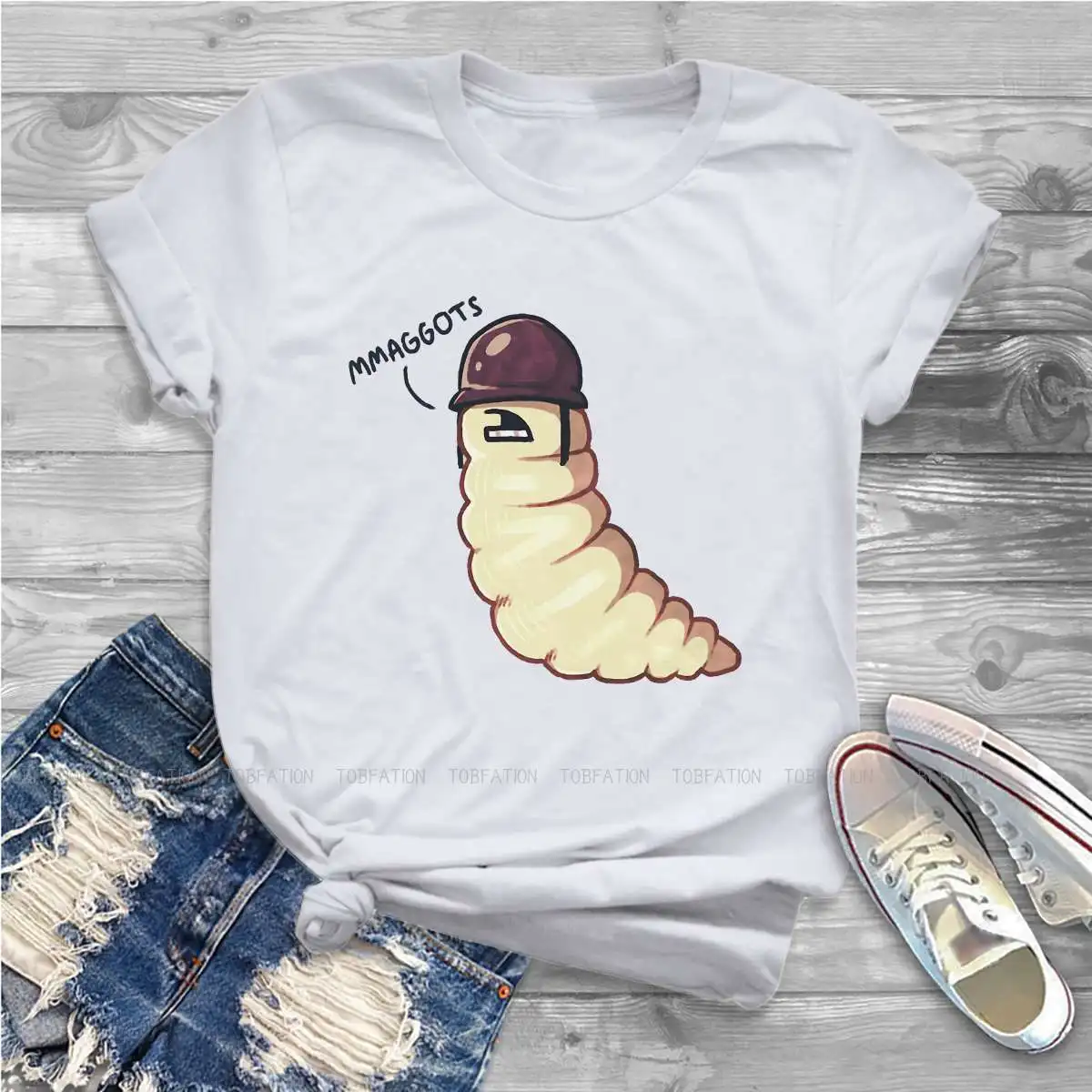 Soldier Maggot Women Tshirts Team Fortress 2 Shooter Game Aesthetic Vintage Female Clothing Big size Cotton Graphic Short Sleeve