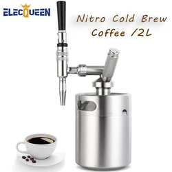 Homebrew 2L Mini Growler Nitro Cold Brew Coffee Maker Kit,304 Stainless Steel Craft Beer Keg Nitrogen Coffee Dispenser Container