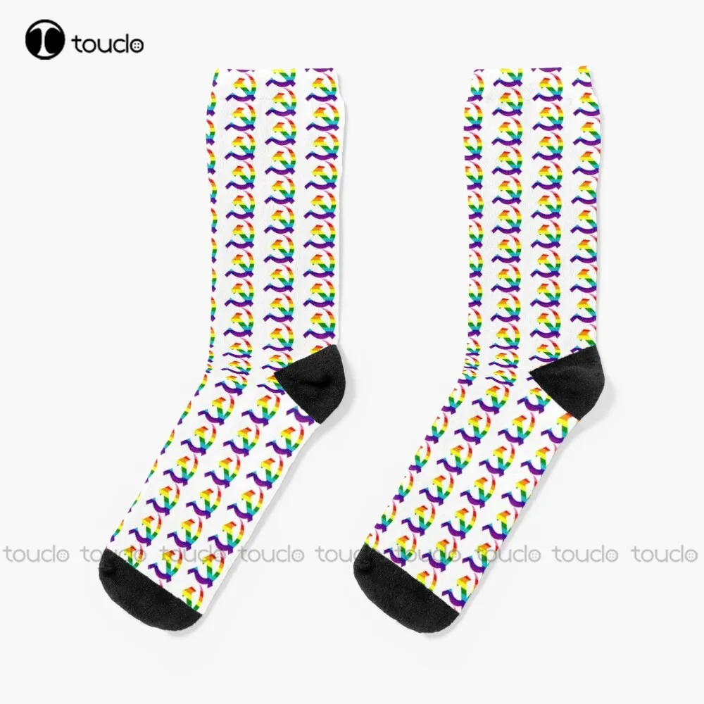 New Rainbow Hammer And Sickle Pride Flag Design Socks Thin Socks Women Personalized Custom Unisex Adult Socks Teen Socks