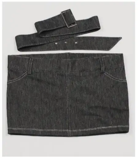 Rok Mini Seksi Wanita dengan Sabuk Denim Hitam yang Dapat Disesuaikan, Bergaya untuk Klub Malam