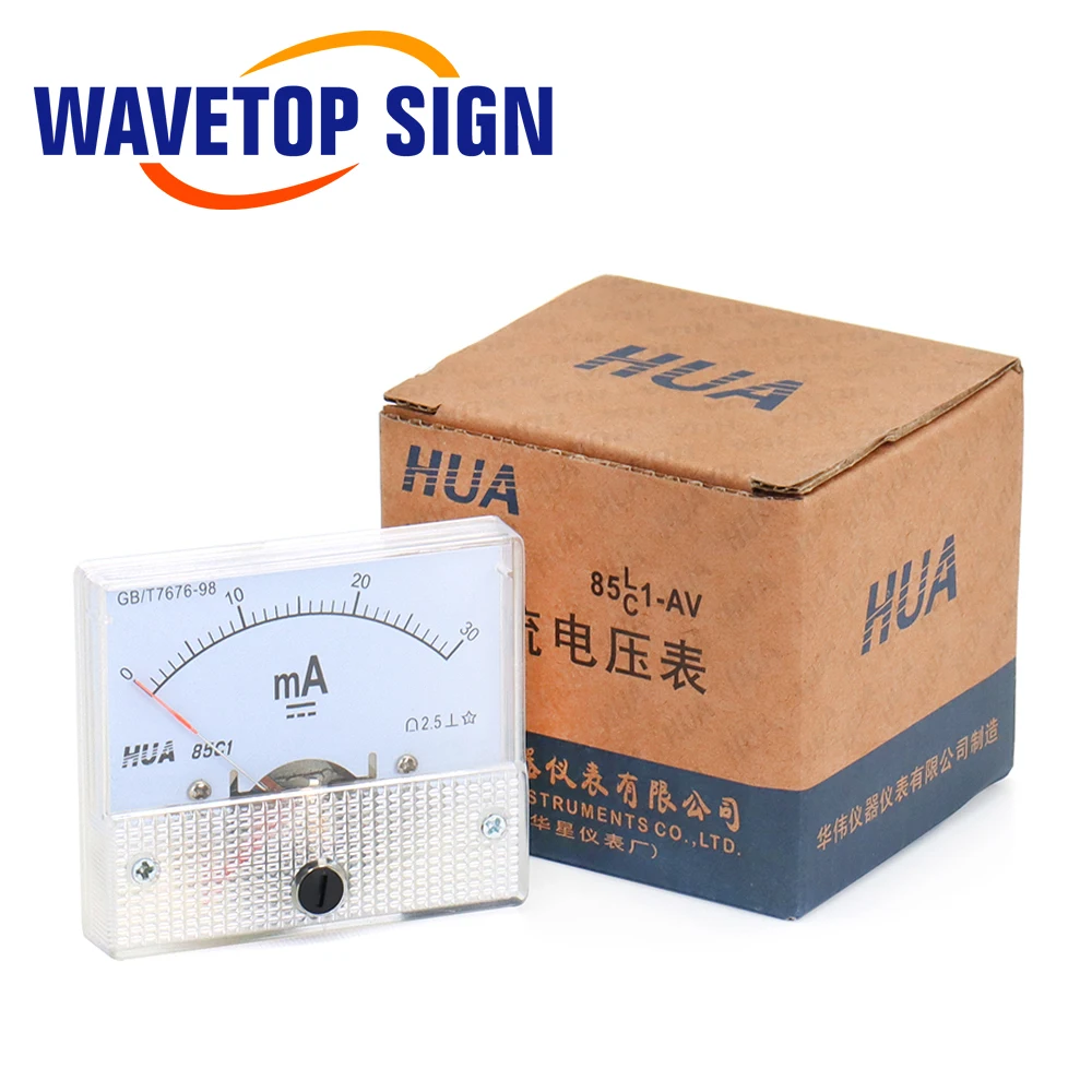 WaveTopSign HUA Амперметр 30 мА 50 мА 85C1 DC 0-50 мА Аналоговый усилитель панели Ток для станка для лазерной гравировки CO2