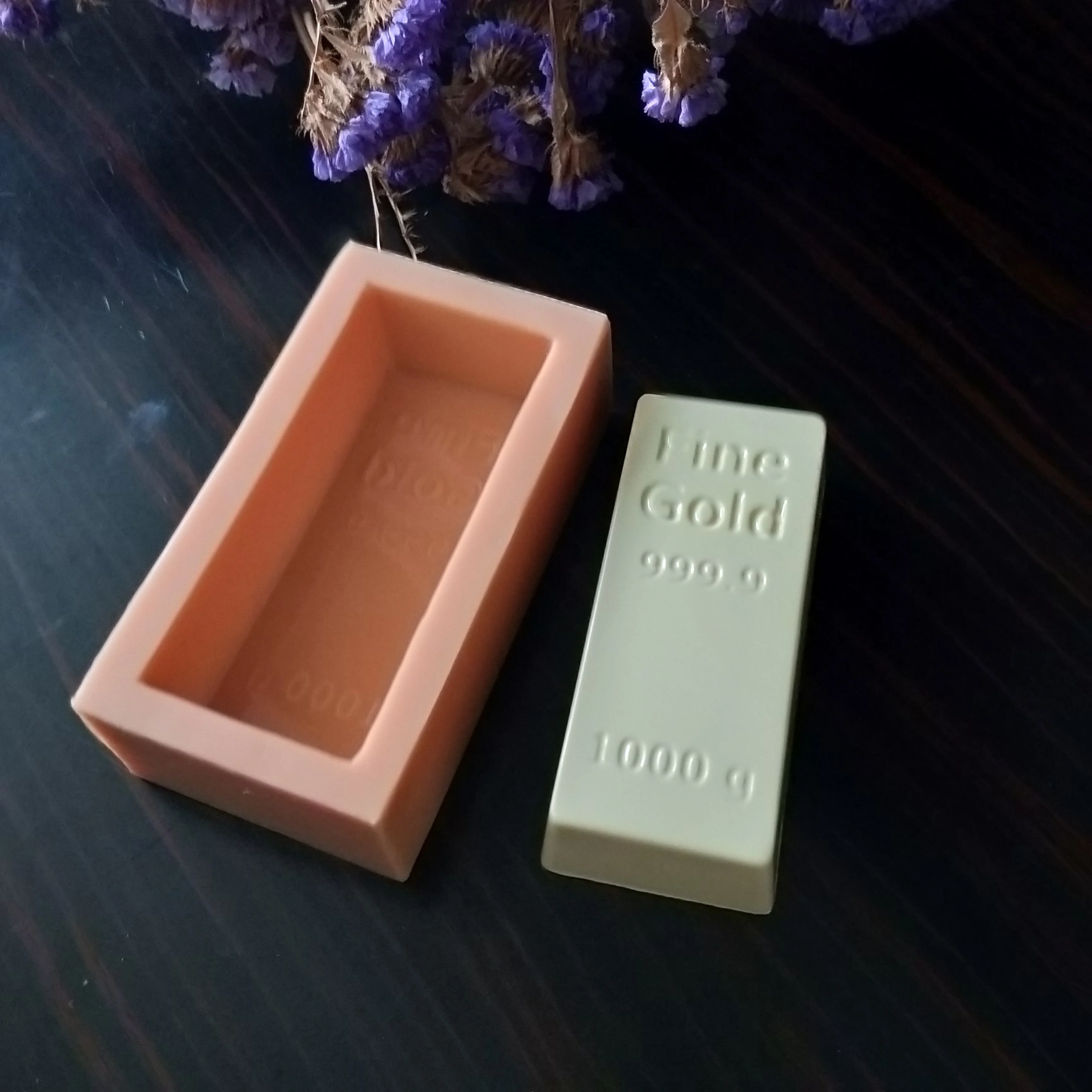 QT0193 PRZY Silicone Mold Fine gold Silicone Fondant Mould bullion Soap Molds gold bar Clay Resin Gypsum Chocolate Candle Mold