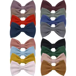 4 PCS Cotton Linen Fabric Hair Bow Clips Barrettes for Baby Girls Kids Hair Clips Bows Hairpins Hair Accessories Headwear