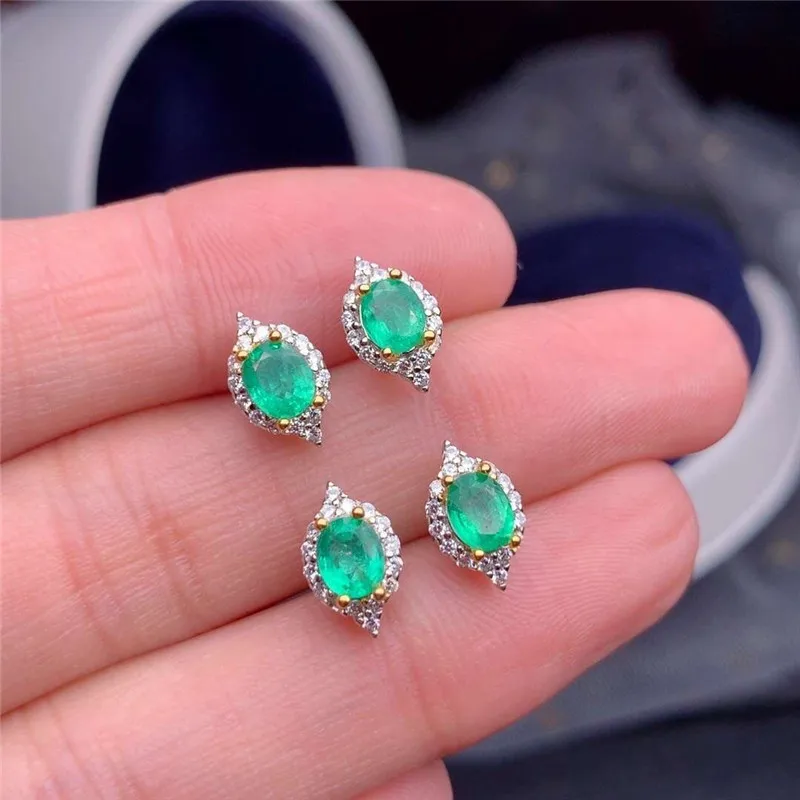 Supporting detection 925 sterling silver natural emerald emerald lady earrings platinum support test