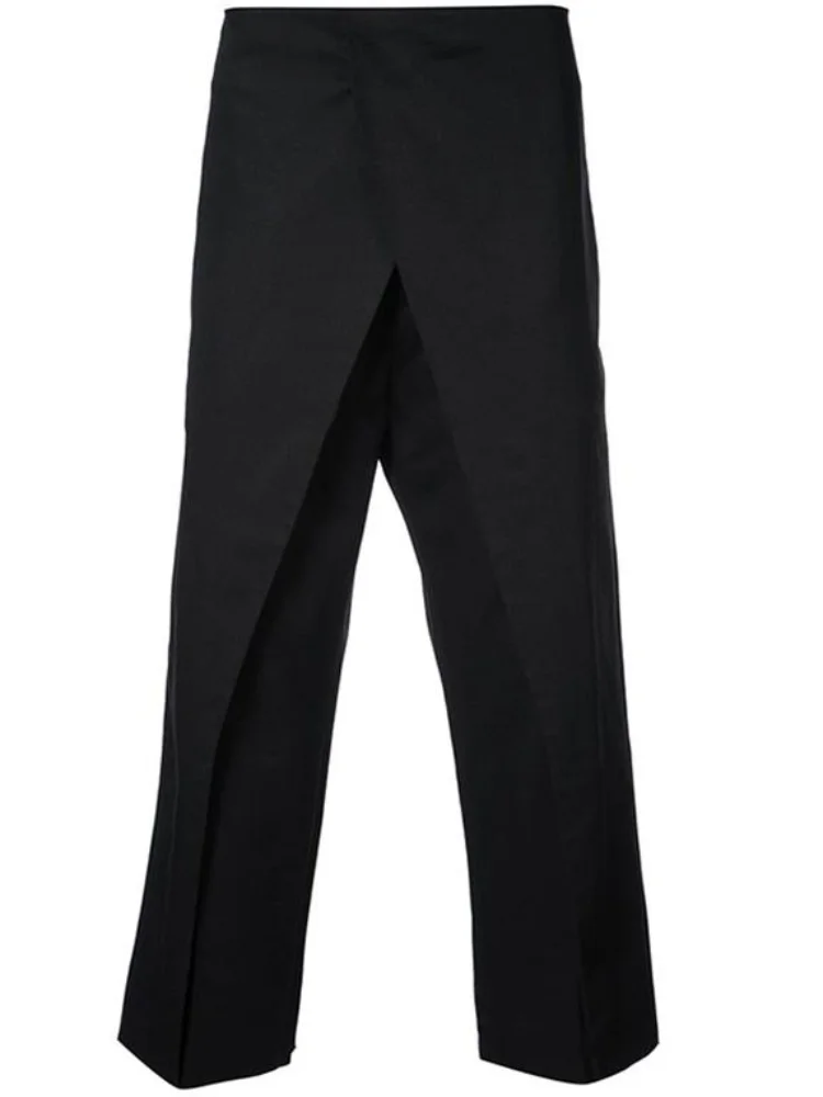 Men's Casual Pants Pant Skirt Straight Pants Spring And Autumn New Black Irregular False Two Split Design Personality Fashion