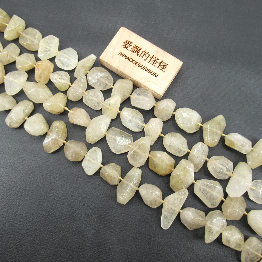 APDGG Natural Yellow Hematoid Quartz Faceted Nugget 15.5'' Strands Gemstone Loose Beads Jewelry Making DIY