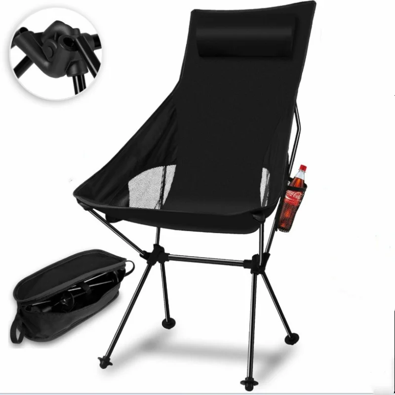 Portable Collapsible Moon Chair Fishing Camping BBQ Stool Folding Extended Hiking Seat Garden Ultralight Office Home Furniture