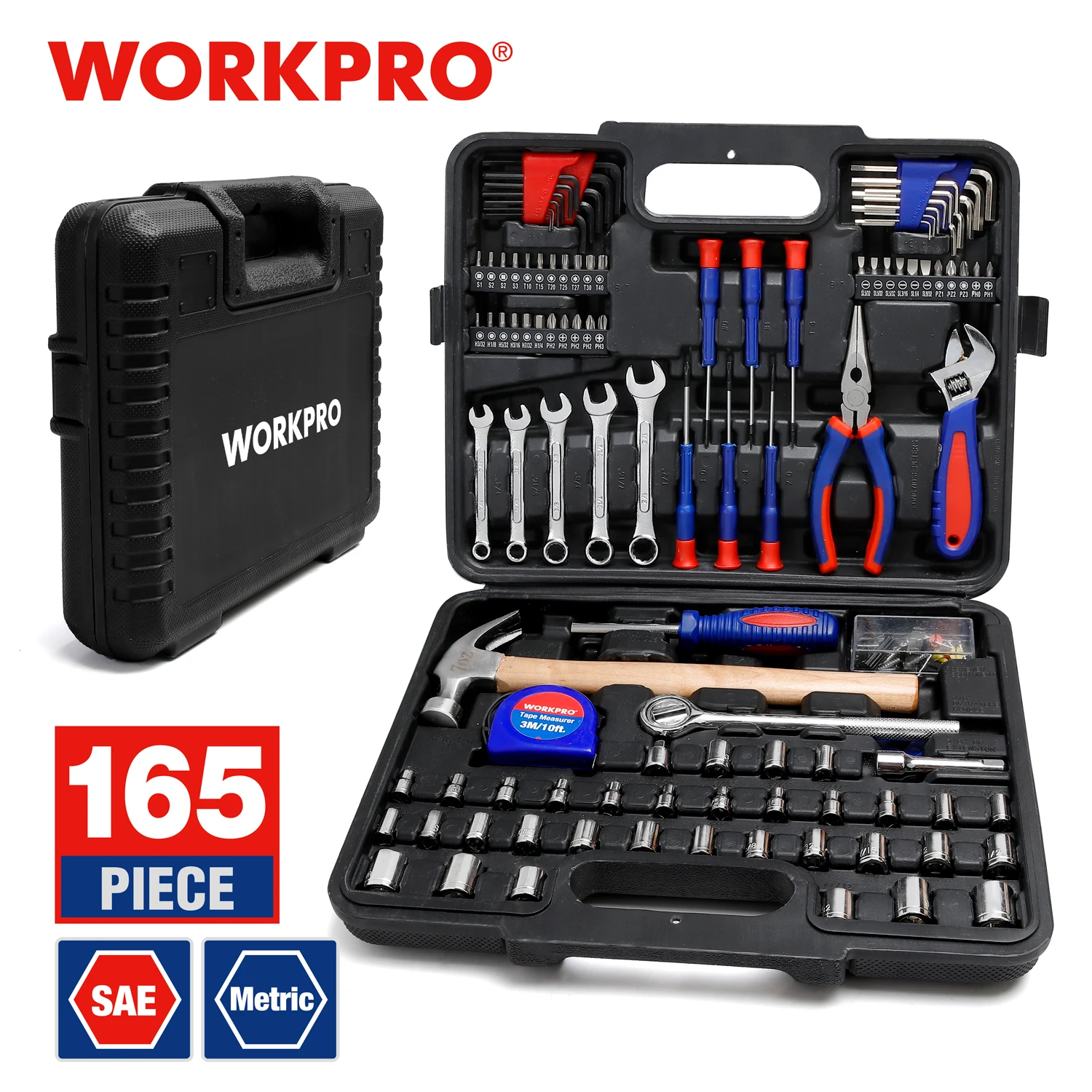 WORKPRO Home Tool Set Household Tool Kits Socket Set Screwdriver Set Home Repair Tools for DIY Hand Tools