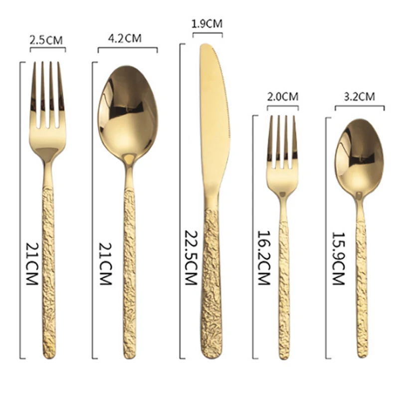 Hammered Golden Cutlery Set ,Stainless Steel Tableware Dinnerware Includes Forks Spoons Knives,Mirror Polished,Dishwasher Safe