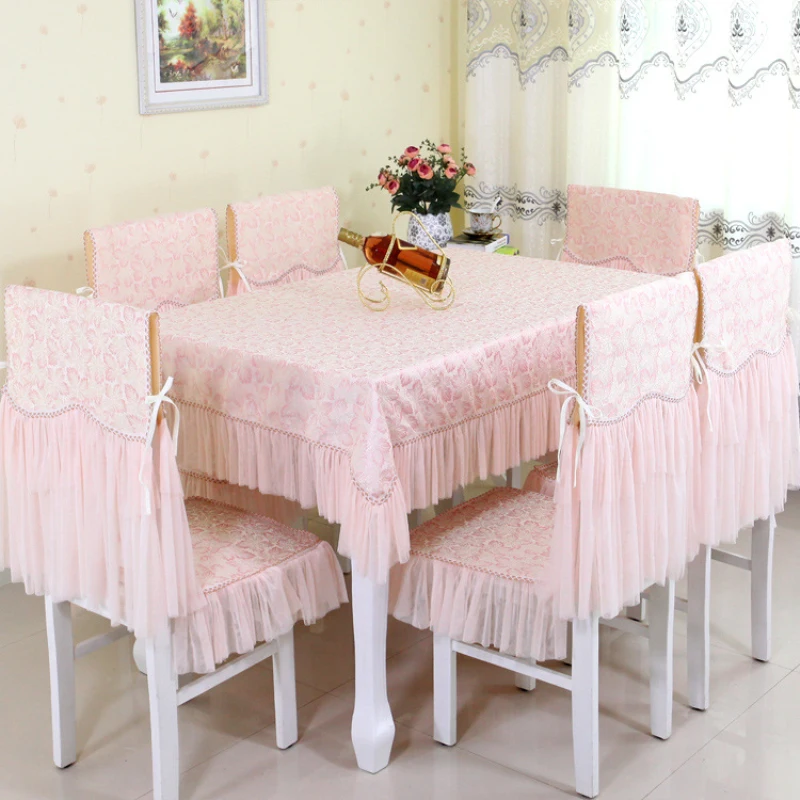 

Elegant European-style Thickened Retro Table Cloth 2 styles Floral Lace Cotton Dinning Wedding Banquet Tablecloths Chair Covers