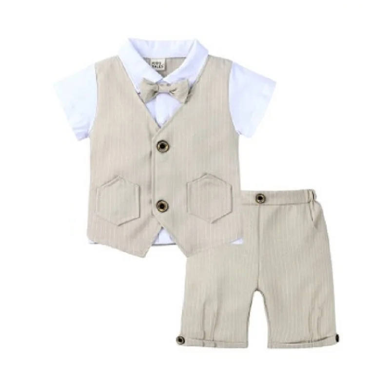 Bambino Ragazzo Signore Vestito Dei Bambini di Stile Britannico T-Shirt Maglia Top + Bow Tie bambini Vestiti Da Cerimonia Nuziale di Usura