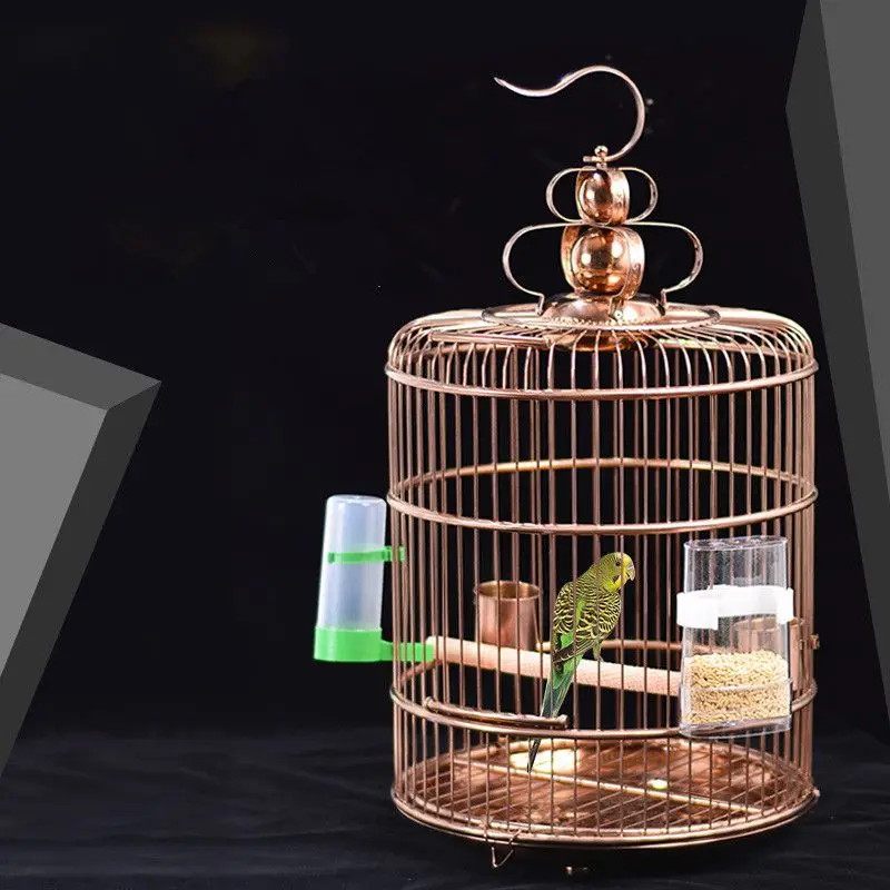 1Set Bronze encrypted bold wire classical stainless steel bird cage thrush tiger skin peony small parrot metal bird cage