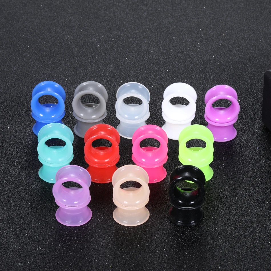 24 Teile/los Squishy Silikon Earlets Flexible Doppel Ausgestelltes Flesh Ohr Tunnel Plugs Messer Expander Bahren Piercing Schmuck