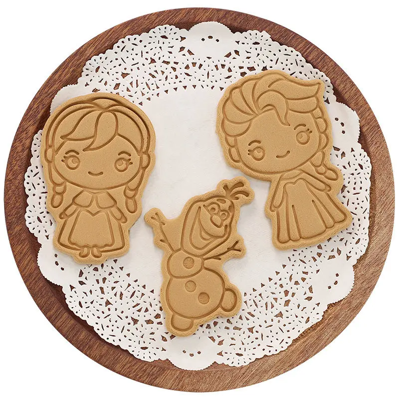 Disney Frozen Cartoon Biscuit Mold Household DIY Baking Tool 3d Stereo Pressing Type Disney Anime Figure Elsa Anna Olaf Model