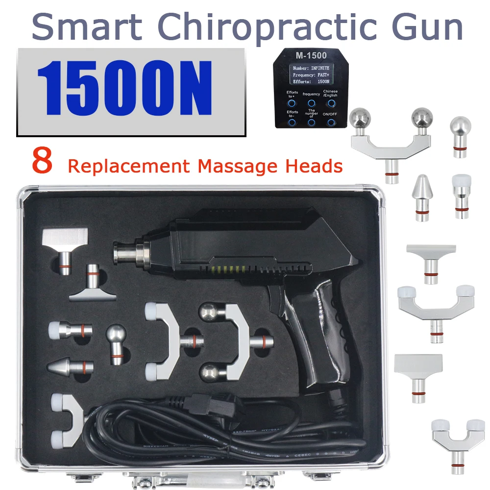 

Chiropractic Adjustment Tool Spine 30 Levels 8 Heads 1500N Therapy Adjust Vertebration Tools Massager Gun Set For Backbone 2021