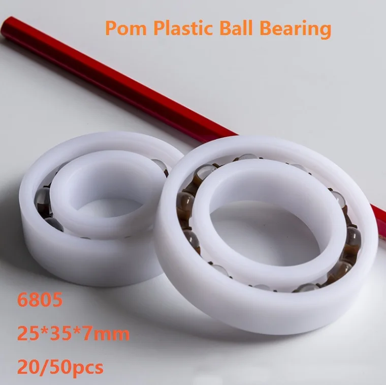 

20/50pcs 6805 Pom Plastic Deep Groove Ball Bearing 25×35×7mm With Glass Balls Nylon Cage POM 25*35*7mm