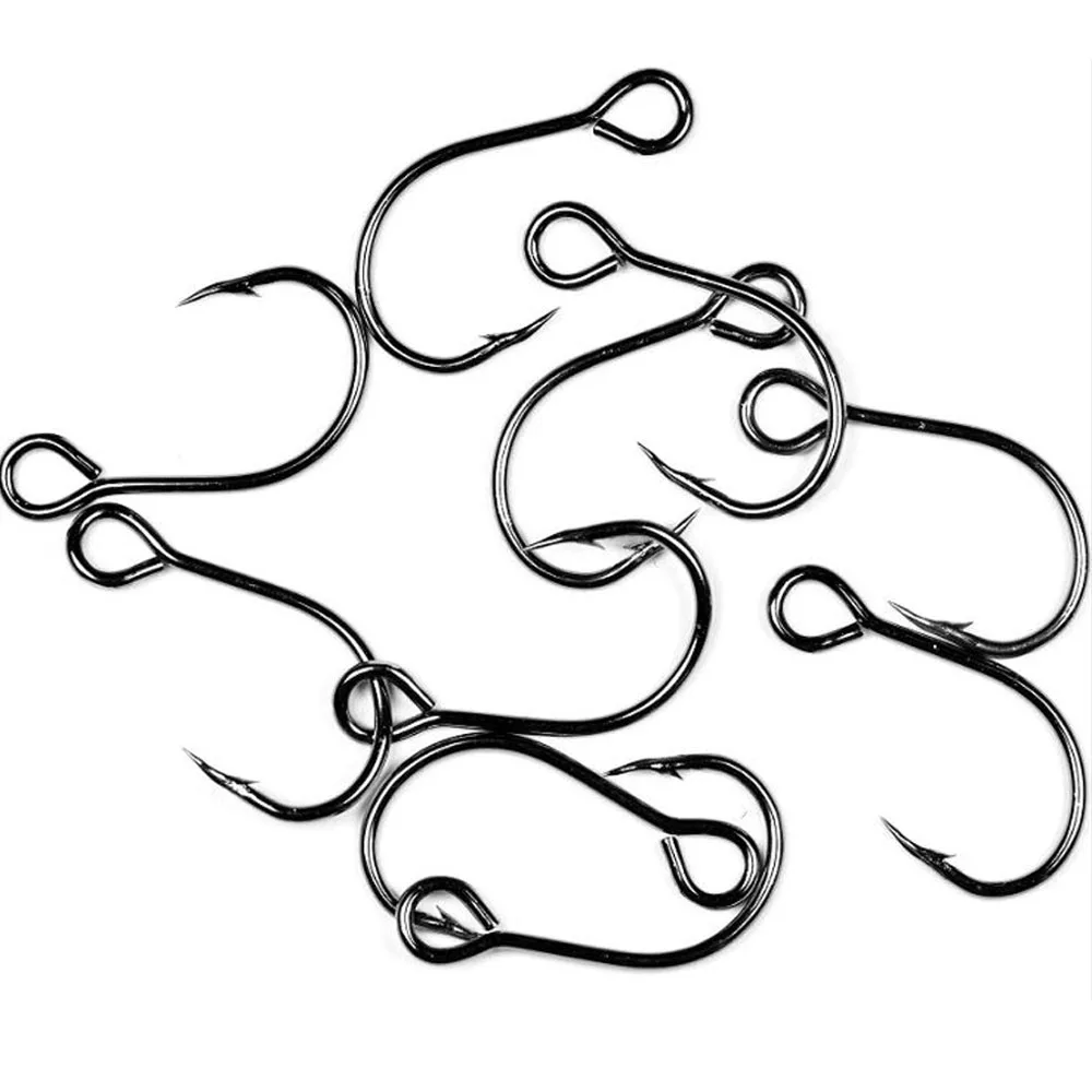 10pcs Fishing Hooks Set High Carbon Steel Inline Single Hook Jig Barbed Fishhook Fishing Tackle Accessories assist hooks for jig