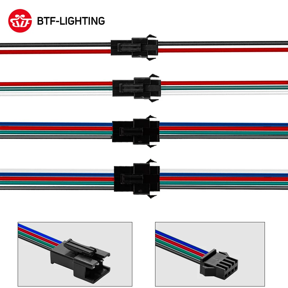 5 Pair JST Connector 2pin 3pin 4pin 5pin SM Male and Female for WS2812B WS2811 SK6812 WS2815 SK9822 5050 3528 LED Light Strip