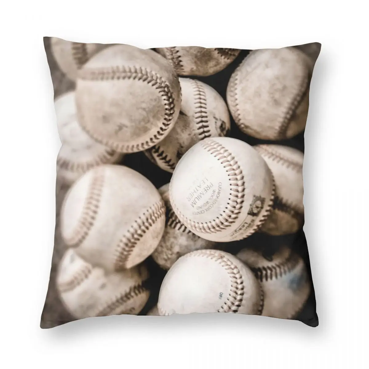 

Baseball Collection Square Pillowcase Polyester Linen Velvet Printed Zip Decor Pillow Case Car Cushion Cover Wholesale
