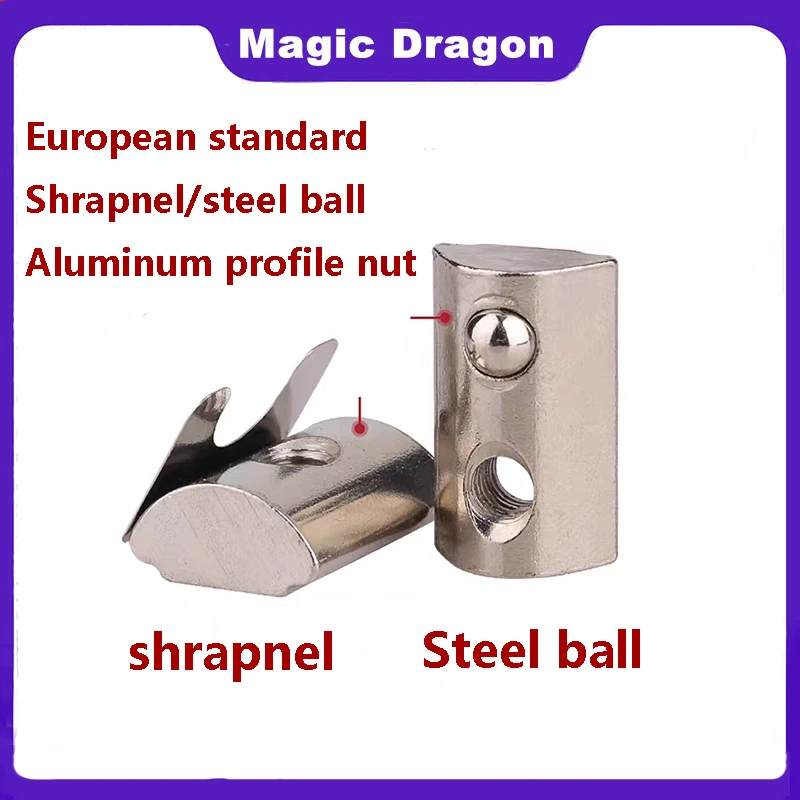 

20/50pcs Aluminum Extrusion Profile 2020 3030 4040 4545 CNC M4 M5 M6 M8 Half Round Elasticity Spring Nut Ball Nut
