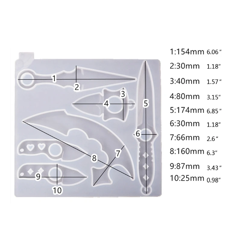 M0028 DIY Self-defense Knife Keychain Silicone Mould Crafts Decorations Pendant Making Tool Crystal Epoxy Resin Mold